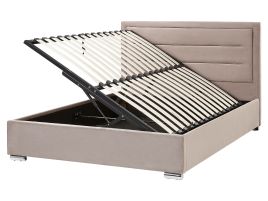 Velvet EU King Size Ottoman Bed Taupe ROUEN