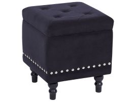 Velvet Footstool with Storage Black LORETTO