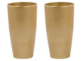 Set of 2 Plant Pots âŒ€ 32 cm Gold TSERIA