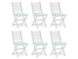 Set of 6 Outdoor Seat Pad Cushions Diamond Pattern Green and White TOLVE
