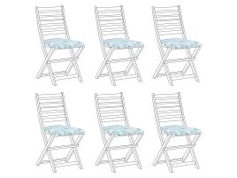 Set of 6 Outdoor Seat Pad Cushions Triangle Pattern Blue and White TOLVE