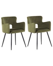 Set of 2 Velvet Dining Chairs Olive Green SANILAC