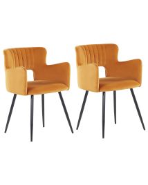 Set of 2 Velvet Dining Chairs Orange SANILAC