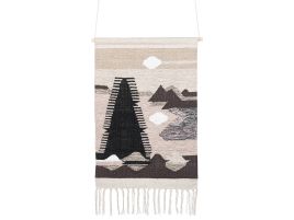 Cotton Macramé Wall Hanging Beige and Black SANGAR