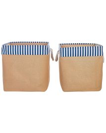 Set of 2 Fabric Baskets Beige