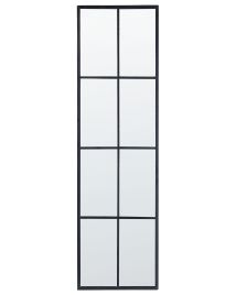 Metal Window Wall Mirror 38x132cm Black