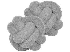 Set of 2 Boucle Knot Cushions 19x19cm Grey