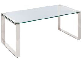 Glass Top Coffee Table Silver TILON