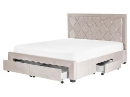 Velvet EU King Size Bed with Storage Beige LIEVIN