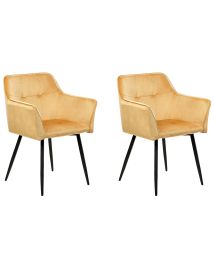 Set of 2 Velvet Dining Chairs Yellow JASMIN