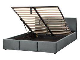 Velvet EU Double Size Ottoman Bed Dark Grey BOUSSE