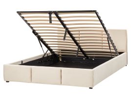 Velvet EU King Size Ottoman Bed Light Beige BOUSSE
