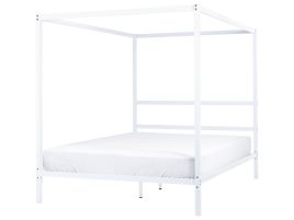 Metal EU King Size Canopy Bed White LESTARDS