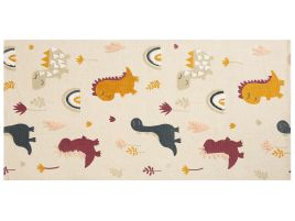 Cotton Kids Rug Dinosaurs Print 80x150cm Multicolour