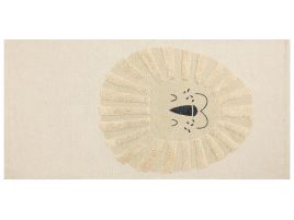 Cotton Kids Rug Lion Print 80x150cm Beige