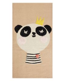 Cotton Kids Rug Panda Print 80x150cm Beige