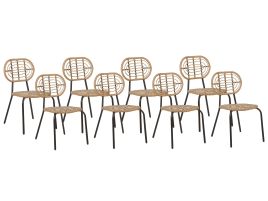 Set of 8 PE Rattan Chairs Natural PRATELLO