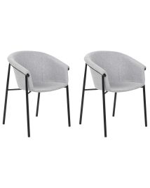 Set of 2 Fabric Dining Chairs Grey AMES