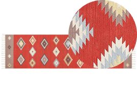 Cotton Kilim Runner Rug 80x300cm Multicolour