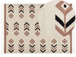 Cotton Kilim Area Rug 200x300cm Beige and Black