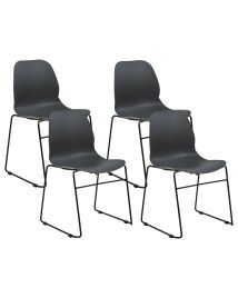 Set of 4 Dining Chairs Dark Grey PANORA