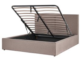 Fabric EU King Size Ottoman Bed Taupe MOISSAC