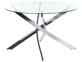 Glass Top Round Dining Table âŒ€ 120 cm Silver MARAMO