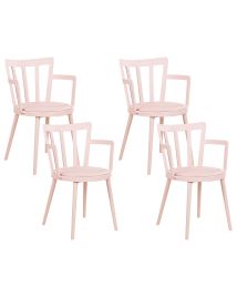 Set of 4 Plastic Dining Chairs Pink MORILL