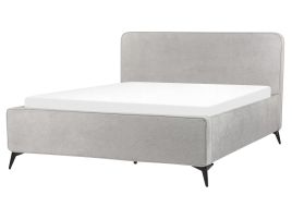 Fabric EU King Size Bed Light Grey VALOGNES