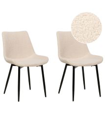 Set of 2 Boucle Dining Chairs Beige AVILLA