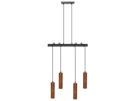 4 Light Wooden Pendant Lamp Dark TUTAKI
