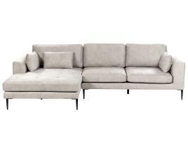 Velvet Right Hand Corner Sofa Light Grey FLAM