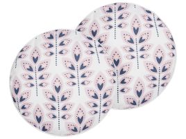 Set of 2 Outdoor Cushions Leaf Motif ⌀ 40 cm Beige TORRETTA