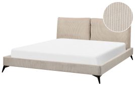 Corduroy EU Super King Size Bed Taupe MELLE