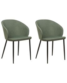 Set of 2 Fabric Dining Chairs Dark Green MASON