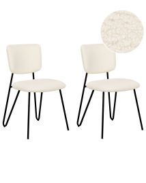 Set of 2 Boucle Dining Chairs Off-White NELKO