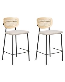 Set of 2 Fabric Bar Chairs Light Beige MAYETTA