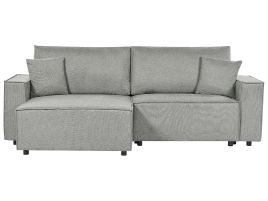 Right Hand Fabric Corner Sofa Bed with Storage Grey KARILA