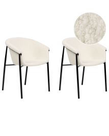 Set of 2 Boucle Dining Chairs Off-White AMES