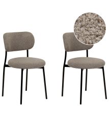 Set of 2 Boucle Dining Chairs Taupe CASEY