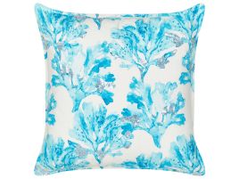 Cotton Cushion Coral Motif 45x45cm White and Blue