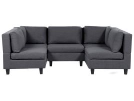 5-Seater Modular Fabric Sofa Dark Grey UNSTAD