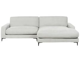 Left Hand Fabric Corner Sofa Light Grey MALOY