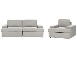 4 Seater Fabric Living Room Set Light Grey ALLA