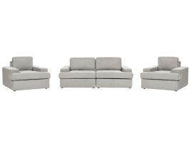 BELVARA Fabric 5 Seater Sofa Set - Light Grey