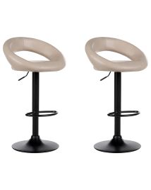 Set of 2 Faux Leather Swivel Bar Stools Light Beige PEORIA II