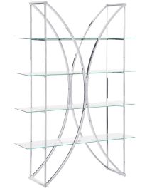 4 Tier Metal Bookcase Silver HOLLOW