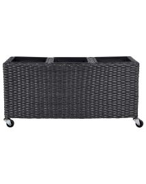 PE Rattan Wheeled Plant Pot Black BELLIS