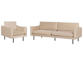 Velvet Living Room Set Beige VINTERBRO