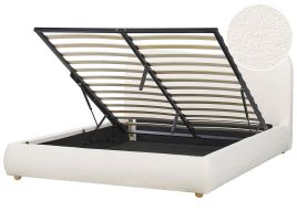 Boucle EU King Size Ottoman Bed White BLAGNAC